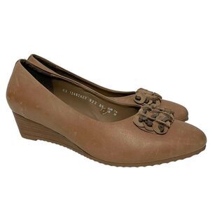 MEPHISTO Leather Round Toe Comfort Wedge Heels 10